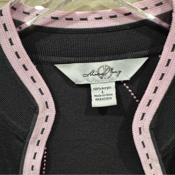 Ming Wang Pink and Gray Open Front Cardigan L - Picture 2 of 7